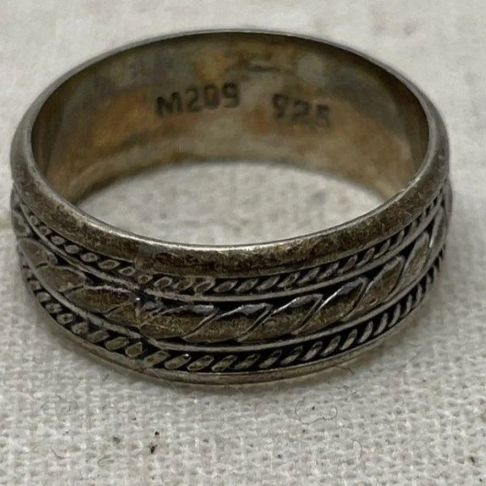 Vintage Sterling Silver 925 Braided Rope Band Ring Size 5.5 M209 Oxidized 2.6g
